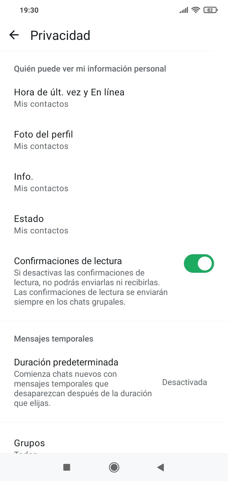 Privacidad de Whatsapp