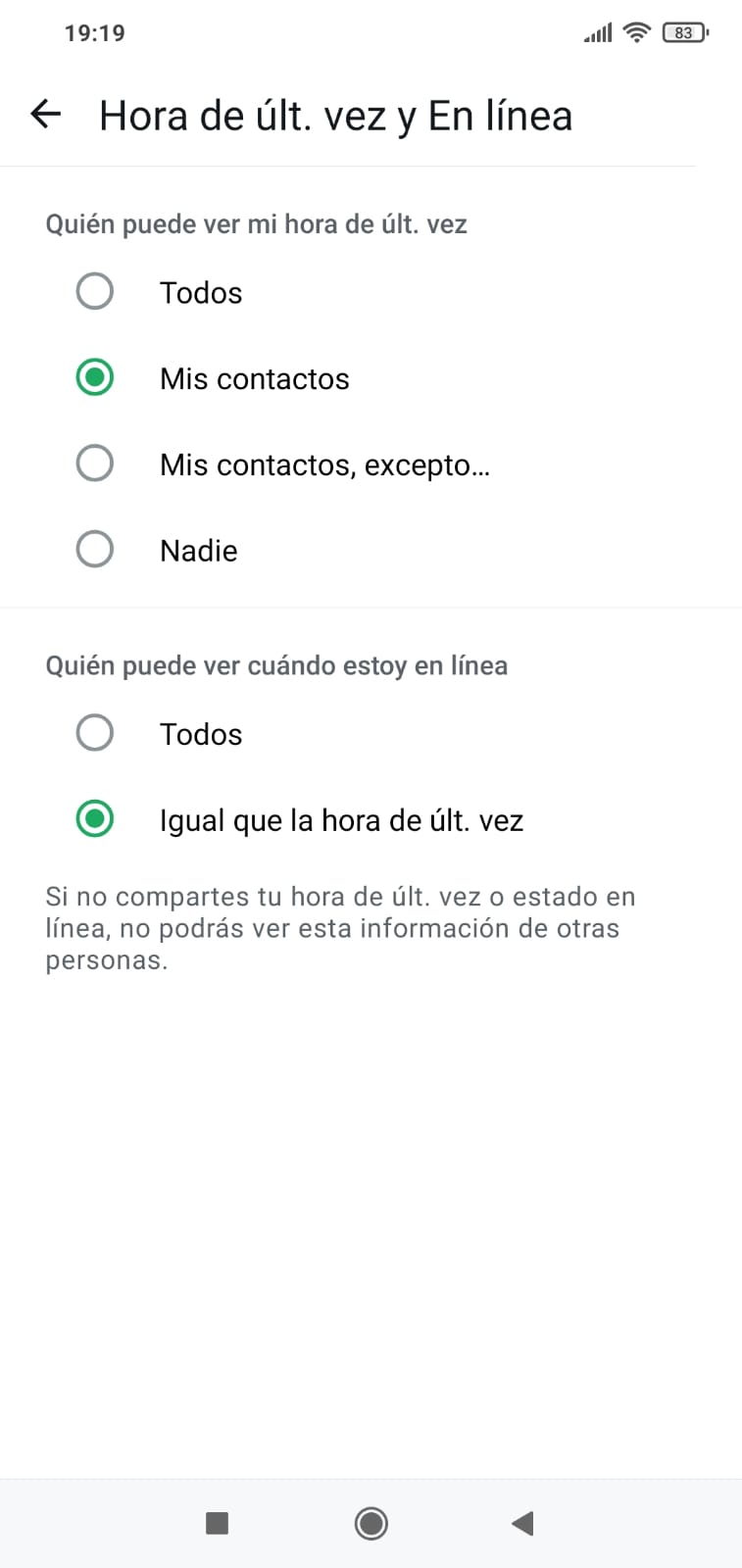 Privacidad de Whatsapp
